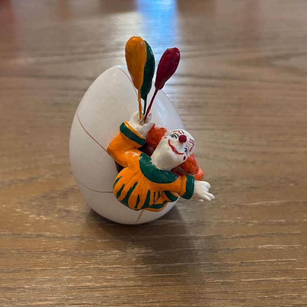Clown Egg Figurine with Balloons